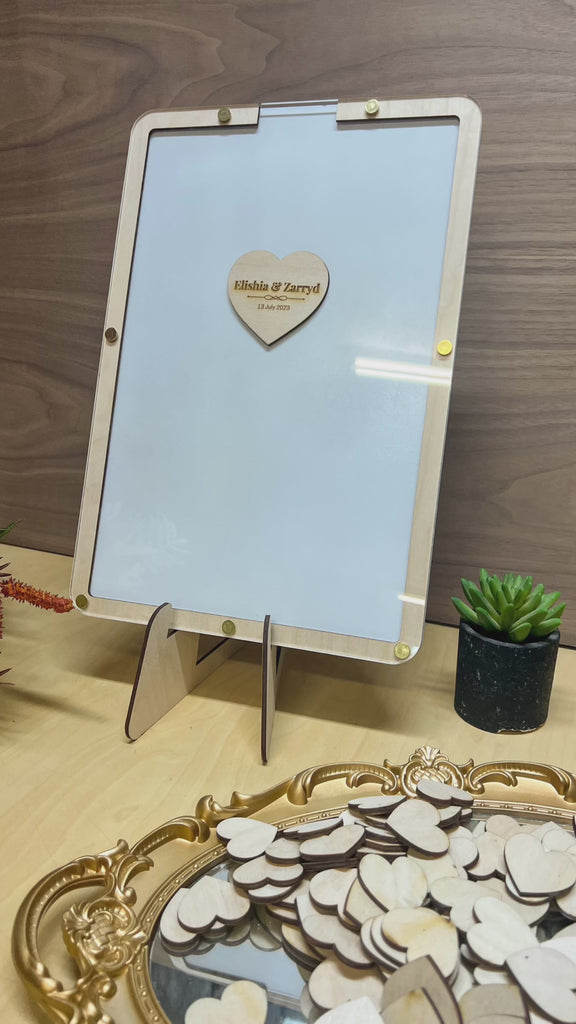 Custom Made Laser Cut Plywood & Acrylic Rectangle Wedding Heart Drop Box, Rustic Personalised Guest Book Alternative, Stationery Table Decor