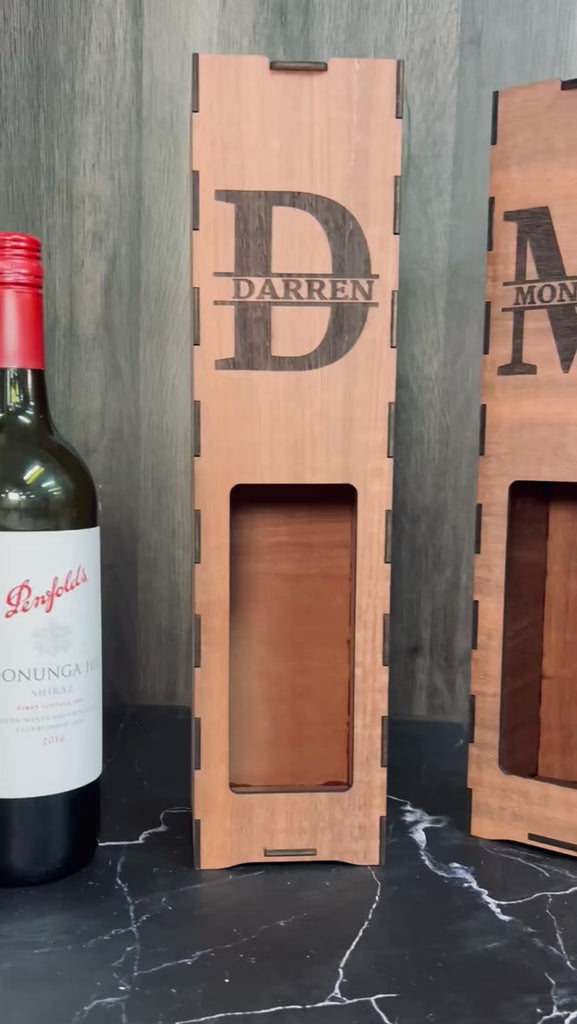 Custom Made Laser Cut & Engraved Wooden Wine Box, Personalised Plywood/ MDF Name/ Logo Wedding, Birthday, Corporate Wine Bottle Display Gift Boxes