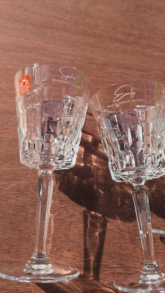 Personalised 280ml Italian Crystal Wine Goblet Glass, Custom Engraved RCR Cristalleria Glassware, Housewarming Barware Birthday Wedding Gift