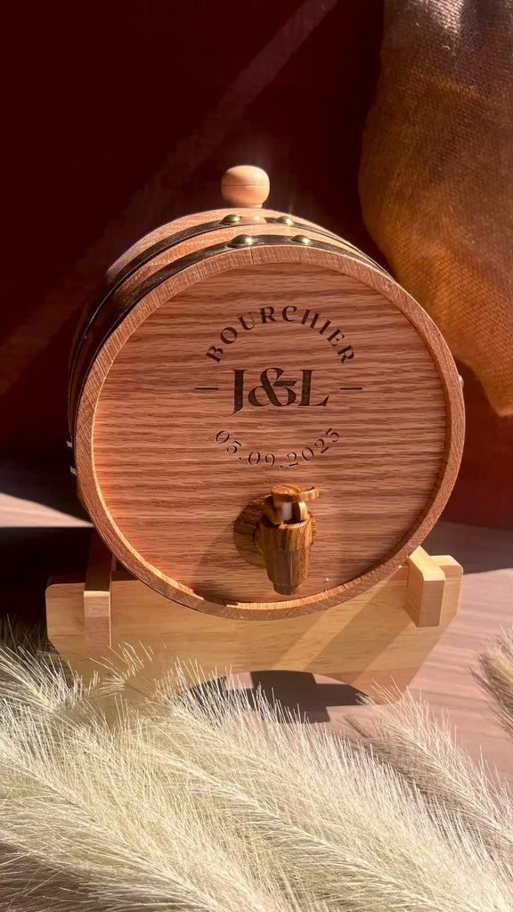 Custom Engraved Wooden Wine Barrel 5L | Whiskey, Brandy, Tequila Tap Dispenser, Beer Pine Wood Storage, Groomsman Wedding, Birthday Dad Gift
