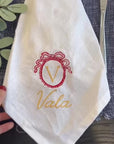 Personalised Embroidered Linen Christmas Napkin/ Festive Dinner Towel
