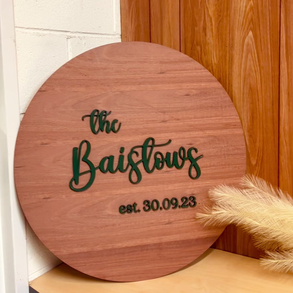 Custom Round Circle 3D Raised Name Timber Wedding Alternative Guest Book Welcome Sign, Personalised Rustic/ Vintage/  Boho, Country Hippie style Wooden Names, Ceremony/ Event/ Engagement/ Bridal Shower/ Birthday Signage on Easel