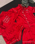 Personalised Embroidered Satin Pyjama Set, Bridesmaid PJs Monogram Sleepwear Satin Shorts, Custom Wedding Pajamas, Mother/ Bridal Party Gift