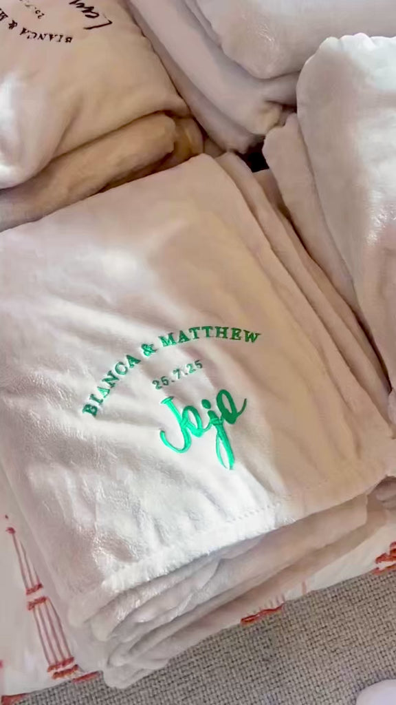 Personalised Embroidery Soft Throw, Custom Embroidered Name Logo Microplush Blanket, Birthday Housewarming, Wedding Anniversary, Mother Gift