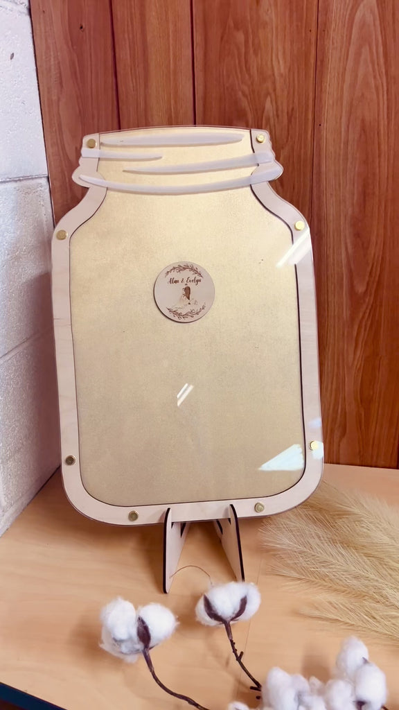 Custom Made Laser Cut Plywood & Acrylic Jar Shape Wedding Drop Box, Rustic Personalised Name Guest Book Alternative, Stationery Table Decor