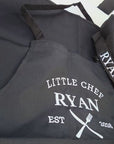 Custom Embroidered 6+ Kid Apron & Chef’s Hat, Personalised Junior Sous Kitchen Helper, Little Baby Baker Children Birthday Housewarming Gift