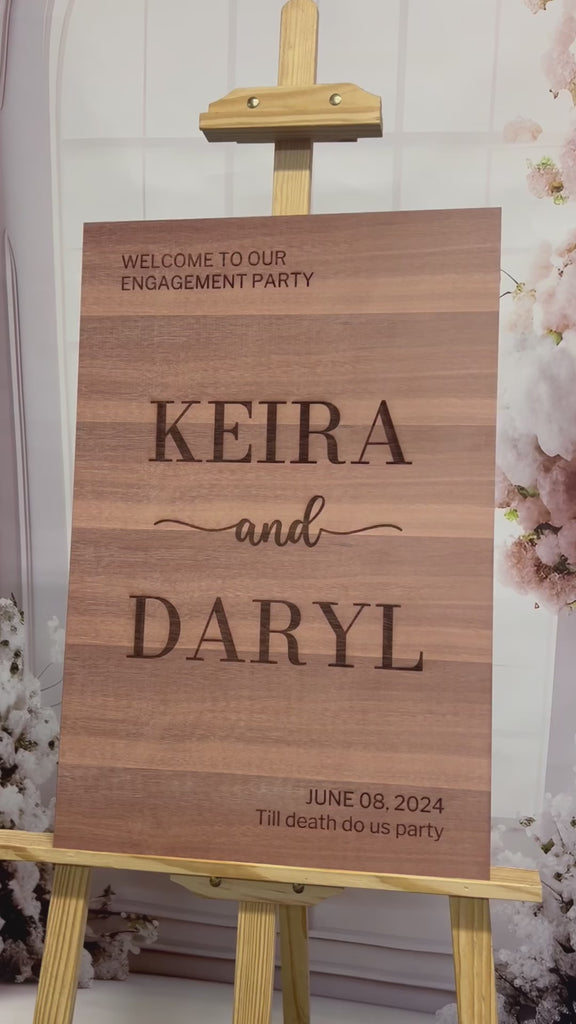 Custom Timber Wedding Welcome Sign, Personalised Rustic/ Vintage/  Boho, Country Hippie style Wooden Names, Ceremony/ Event/ Engagement/ Bridal Shower/ Birthday Signage on Easel