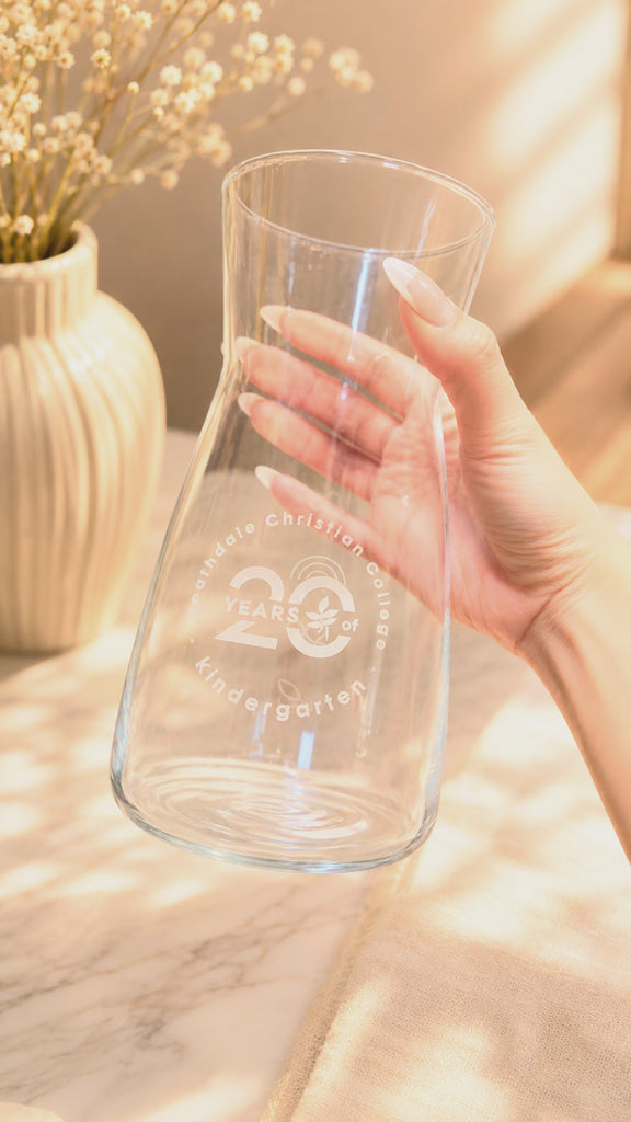 Personalised Glass Carafe Vase, Custom Engraved Home Wedding Decor, Bridesmaid Favour, Christening, Housewarming, Anniversary, Birthday Gift