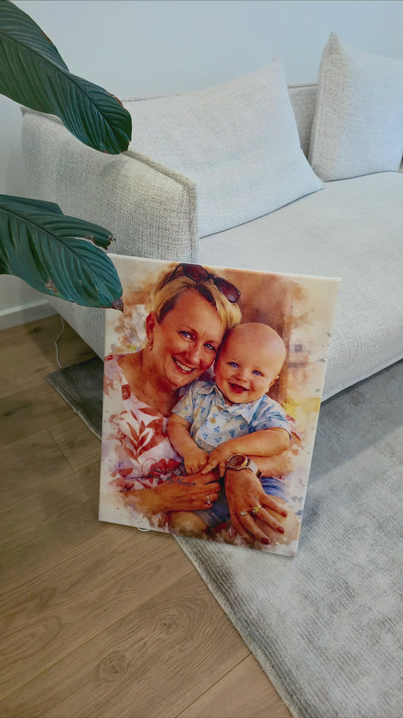 Personalised Watercolour Portrait on Stretched Canvas, Custom Digital from Your Photo, Couple, Wedding, Family Memory Image, Home Decor Gift