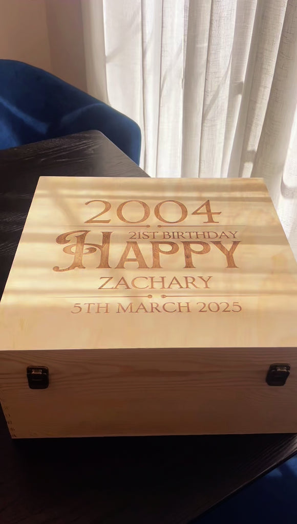 Personalised 4 Crystal Wine Glasses, Marble Coasters in Custom Etched Wooden Box, Bridesmaid Wedding, Birthday Housewarming Anniversary Gift