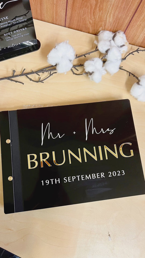 Custom Made Engraving & 3D Raised Acrylic, Vegan Leather Wedding Guest Book, Personalised Alternative/ Traditional Guestbook Keepsake, Party Decor