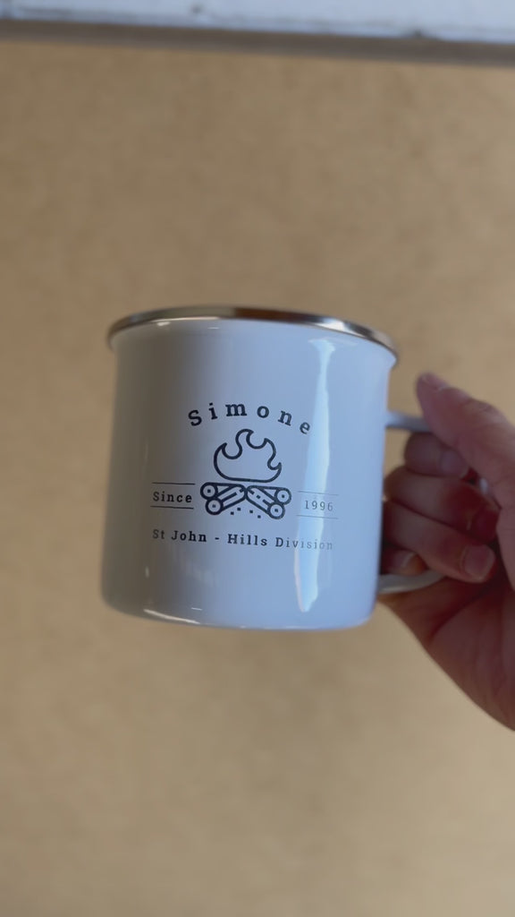 Engraved Stainless Steel Enamel Picnic Cup, Custom Camping, Hiking Mugs, Personalised Travel Tumbler, Gift for Mom, Dad, Him