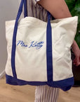 Custom Embroidered Canvas Tote, Personalised Logo Travel School Shoulder Bag, Bridesmaid Party Destination Wedding Favor Xmas Corporate Gift