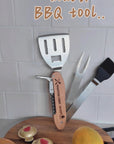 Personalised 5 in 1 Foldable BBQ Tool, Custom Engraved Logo Barbecue Spatula & Multi Grill Tools, Dad, Housewarming Groomsman Corporate Gift