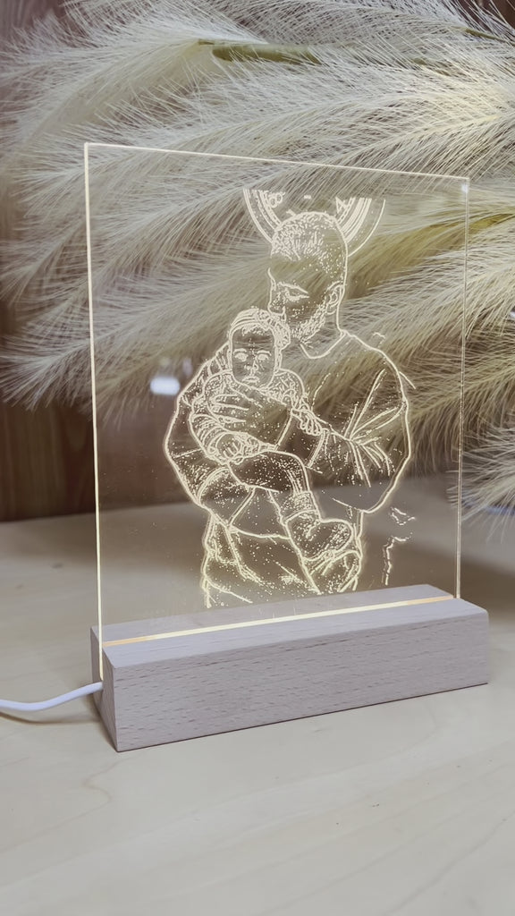 Personalised Acrylic Photo Lamp, Engraved 3D Family, Couple, Pet, Baby Picture Night Light, Custom Logo LED Table Light Room Decor, Anniversary, Wedding, Birthday Gift