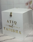 Personalised White Acrylic Name & Date Wedding Wishing Well Box, Custom Logo Gift Card, Envelope, Money Boxes, Baptism Christening, Birthday