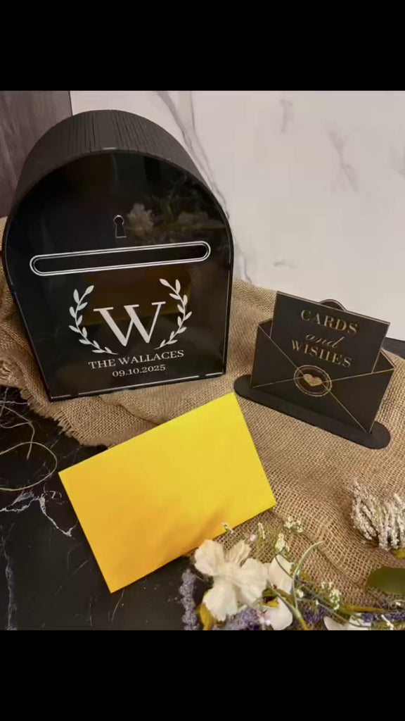 Custom Wood Acrylic Arch Mail Post Wishing Well Box & Sign, Personalised Name Date Money, Envelope, Card Boxes, Wedding Memory Keepsake Gift