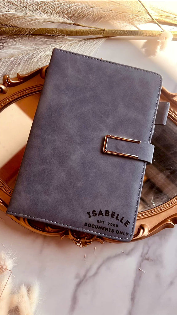 Personalised Leatherette A5 Notebook & Pen Holder, Custom Engraved Name 200 Page Business Journal, Magnetic Closure, Teacher, Corporate Gift