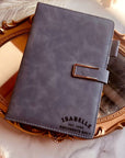 Personalised Leatherette A5 Notebook & Pen Holder, Custom Engraved Name 200 Page Business Journal, Magnetic Closure, Teacher, Corporate Gift