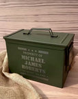 Personalised Military Whiskey Ammo Can Gift Box, Decanter, 2 Scotch Glasses & 6 Ice Stones Set, Etched Army Barware Groomsman Dad Gift Set