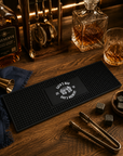 Personalised UV Print Bar Mat, Custom Logo Black Rubber Runner, Man Cave Pub Café Cocktail Home Bar, Bartender, Housewarming, Corporate Gift