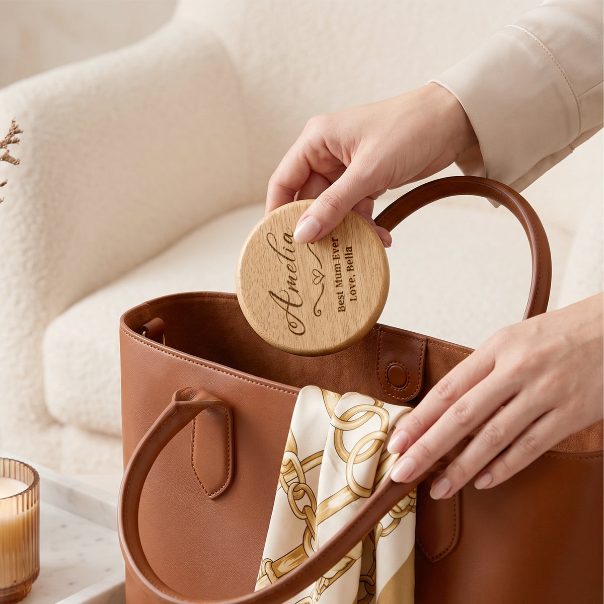 Round and square wooden pocket makeup mirror