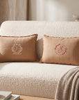 Textured lumbar cushion cover pillowcase styled on a sofa personalised home decor gift