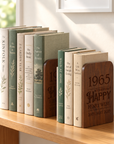 Wooden bookend with metal base, product dimensions
