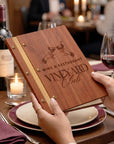 Wooden menu cover colour options in jarrah, bamboo, blackwood, eucalypt and birch