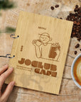 Wooden menu ring binder colour options