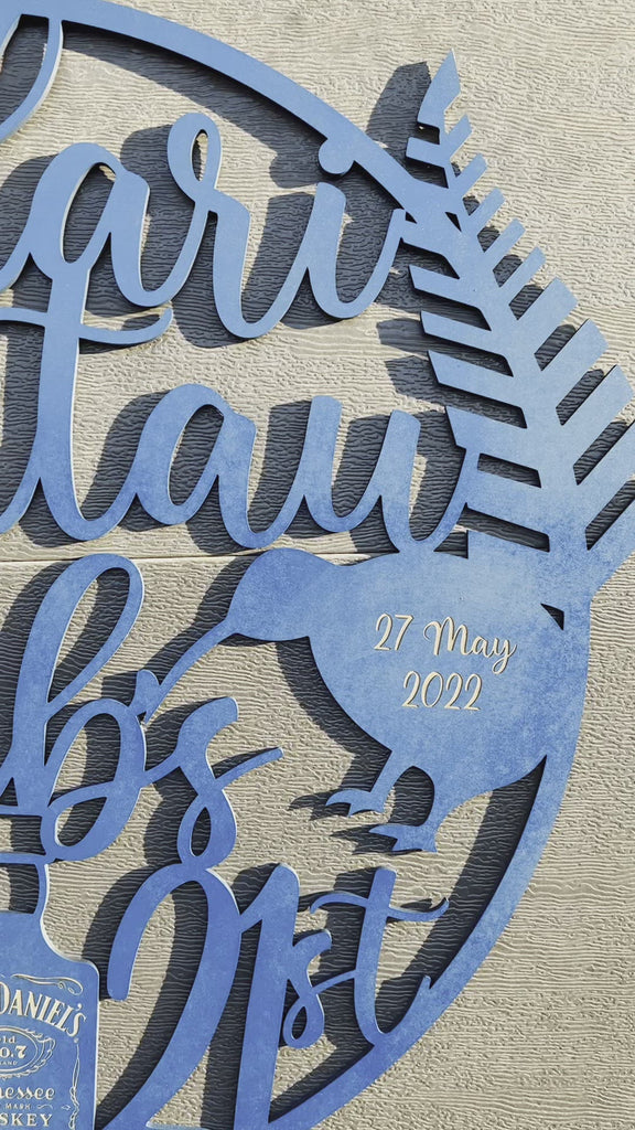 Happy Birthday Leaf & Whiskey Circle Custom Name Hoop Sign, Christening/ Baptism Shower/ Bespoke Signage, Personalised Custom Laser Cut Event Wooden Newborn Baby Name Signs, Photo Prop/ Party Decor Australia