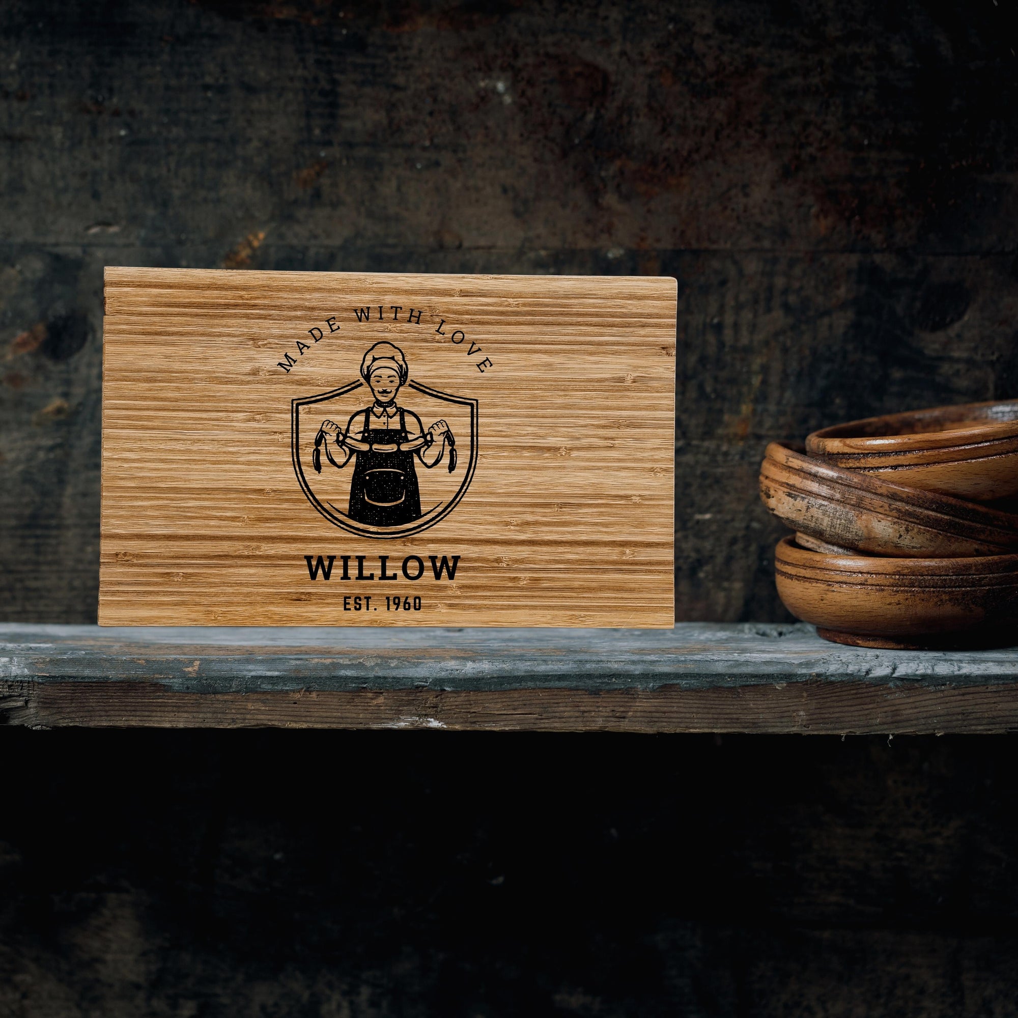 Personalised Small Bamboo Wooden Cheese, Cake Serving Tray  Chopping Board , Engraved Custom Wedding Anniversary Housewarming Decor Gift