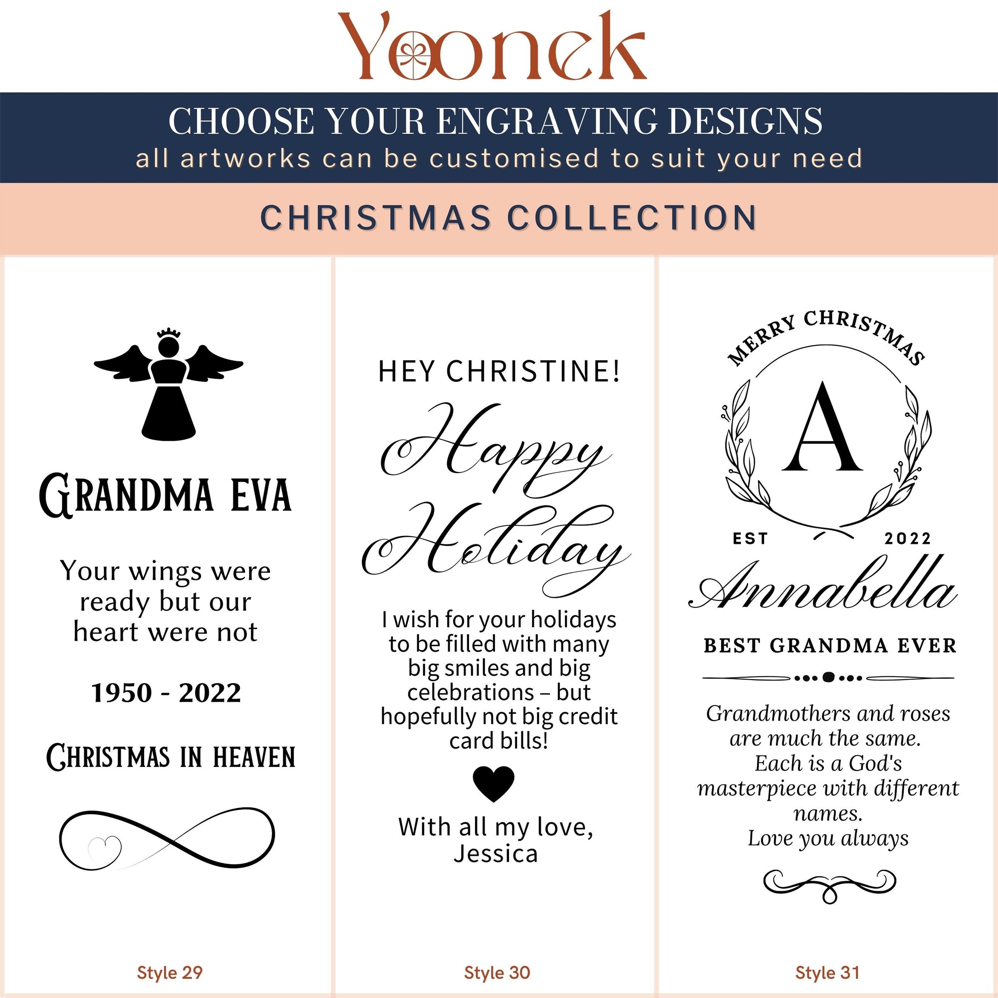 Christmas Custom Engraving Bamboo Notebook