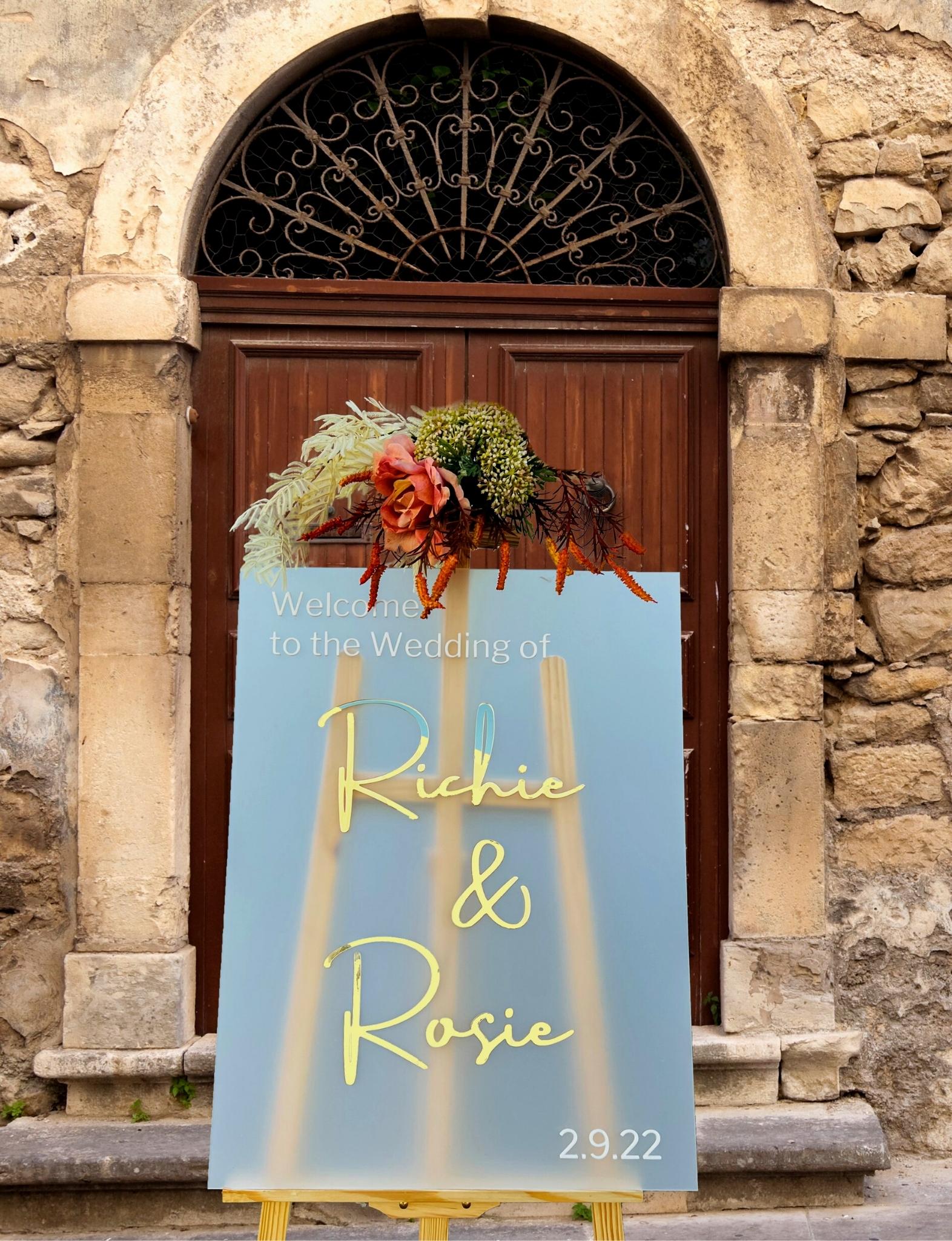 Custom Frosted/ Clear Acrylic Wedding Welcome 3D Sign, Personalised Rose/ Gold Mirror Names, Ceremony/ Event/ Engagement/ Bridal Shower/ Birthday Signage on Easel