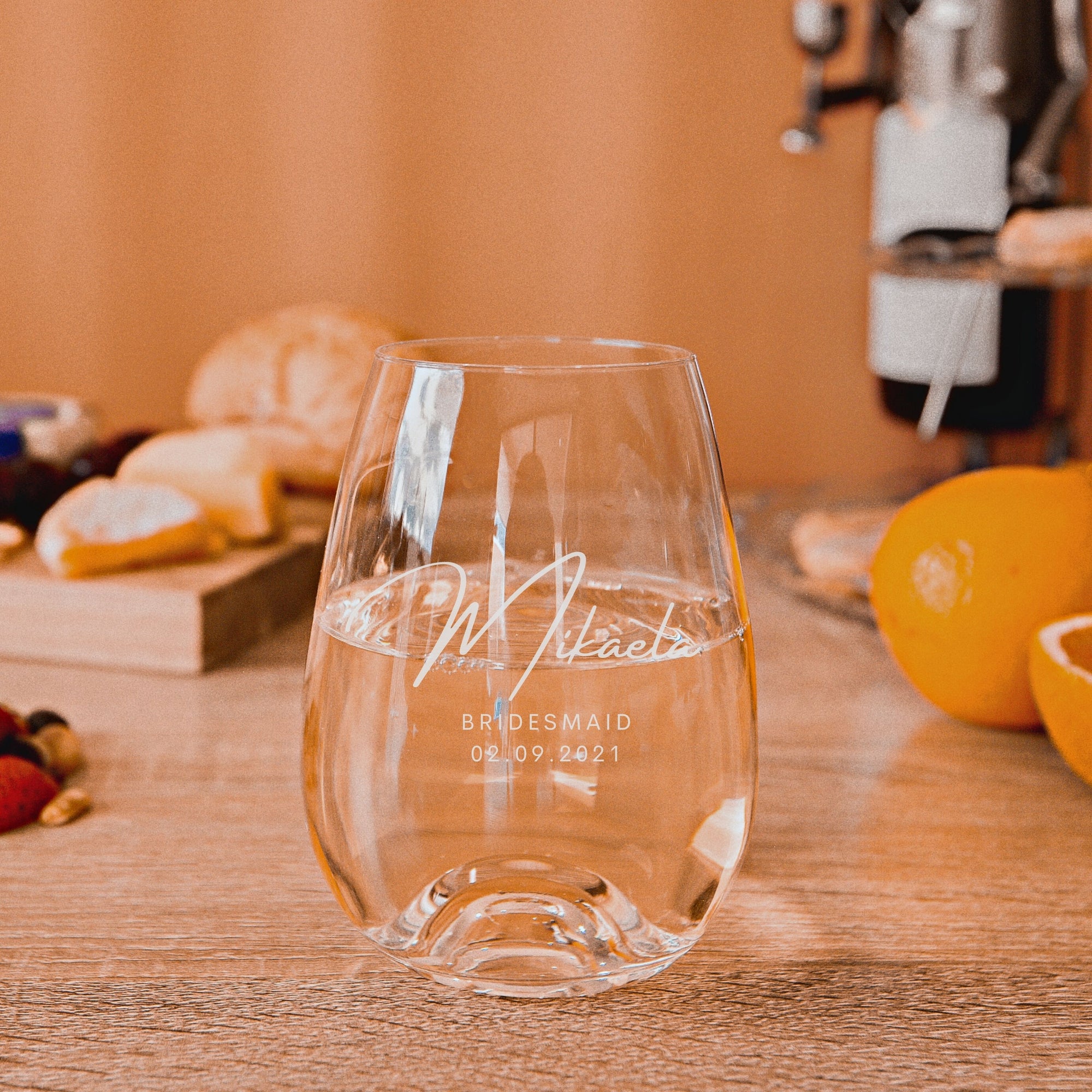 Engraved 460ml White Wine Slovakia Crystal Glass Personalised Custom Monogram Glassware Bridal Shower Corporate Gift for Mothers Day Grandma