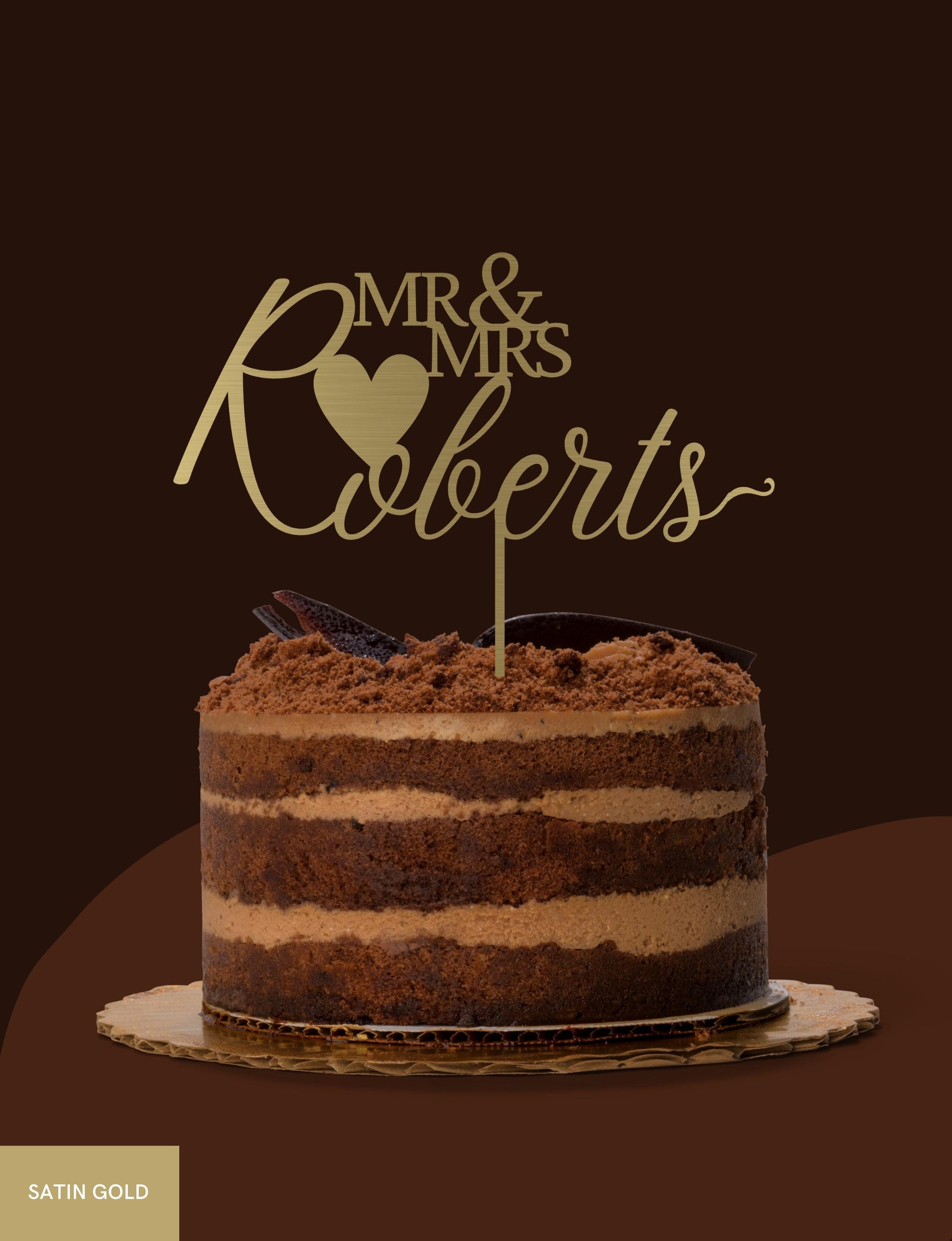 Personalised MDF/ Mirror Acrylic Wedding Cake Topper, Custom Mr & Mrs Family Name. Heart Bridal, Groom Hens Event Party Supply Decor Toppers