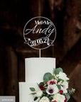 Personalised MDF/ Mirror Acrylic Wedding Cake Topper, Custom Mr & Mrs Family Name & Date Circle Sign, Bridal, Groom Hens Event Party Supply Decor Toppers