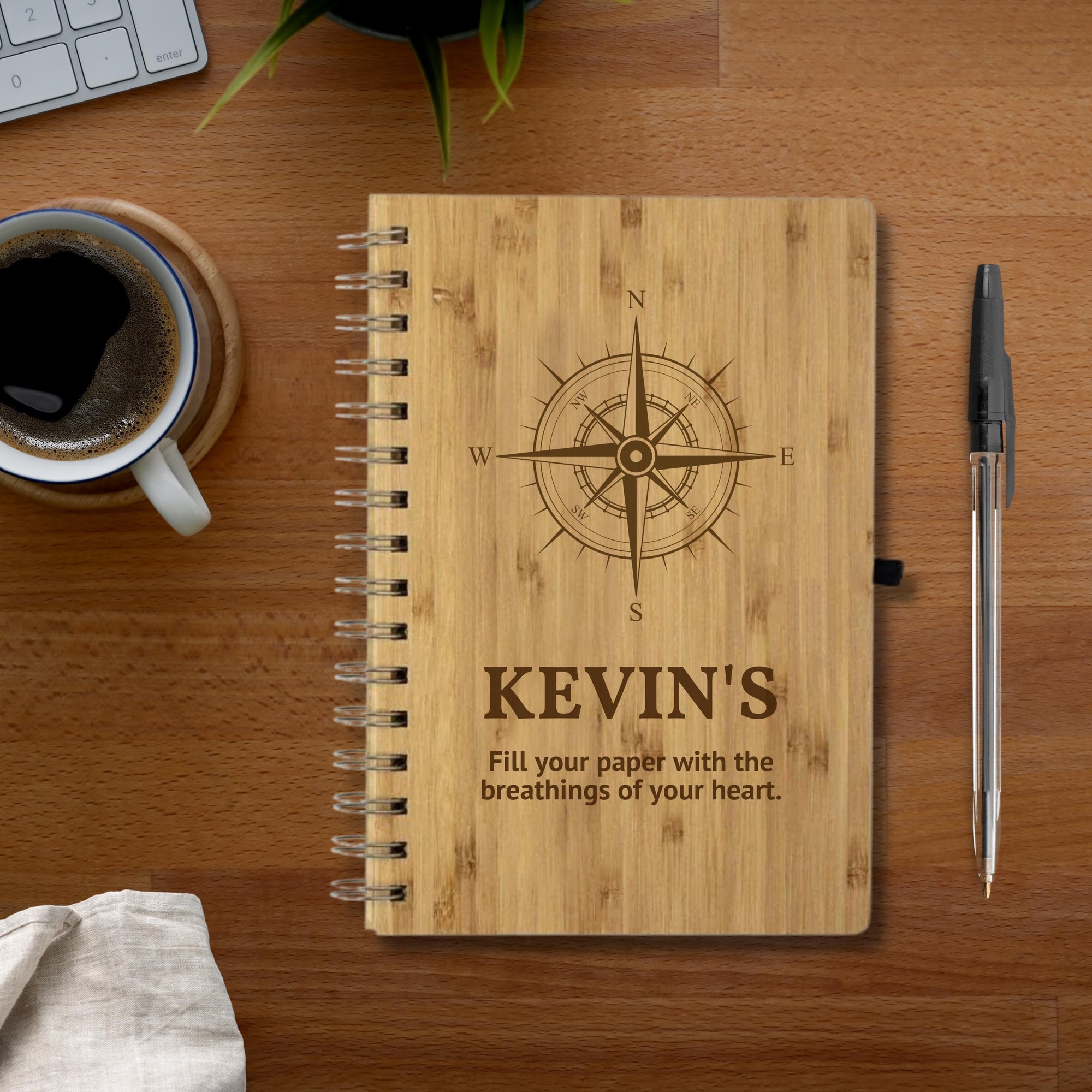 Personalised Engraved Bamboo Notebook, Customised Recipe Book, Travel Journal, Birthday/ Mother, Father's Day Gift, Logo Corporate Stationary Present_yoonek_personalised_gifts