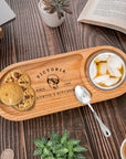Personalised Wooden Round Catchall Tray with Drink/ Food Holder, Custom Engraved Timber Jewellery Desk Organiser, Mothers Day Gift for Nanny