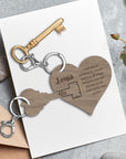 Personalised Couple 2pcs Heart Lock Wooden Keychain, Custom Valentine's Key Ring, Engraved Drive Safe Name Tags, Anniversary Wedding Favours
