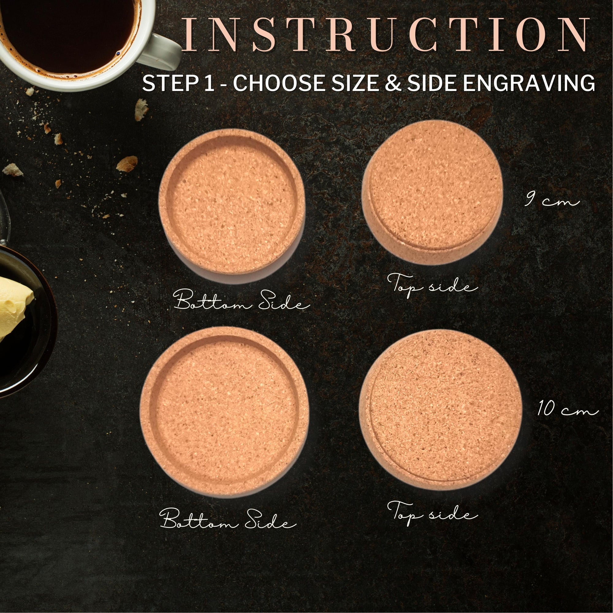 Personalised Round Cork Coaster/ Lid