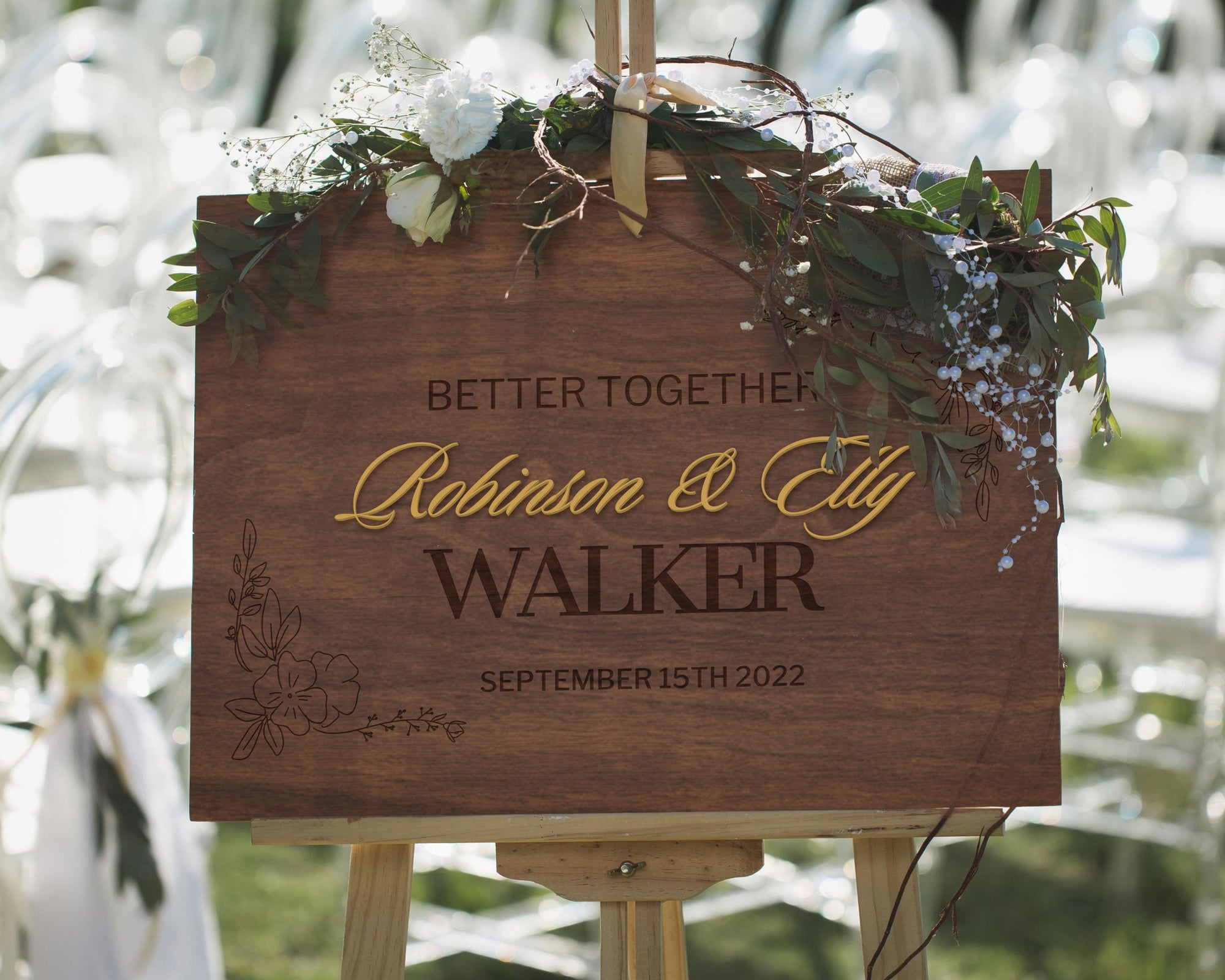 Custom 3D Raised Name Timber Wedding Welcome Sign, Personalised Rustic/ Vintage/  Boho, Country Hippie style Wooden Names, Ceremony/ Event/ Engagement/ Bridal Shower/ Birthday Signage on Easel