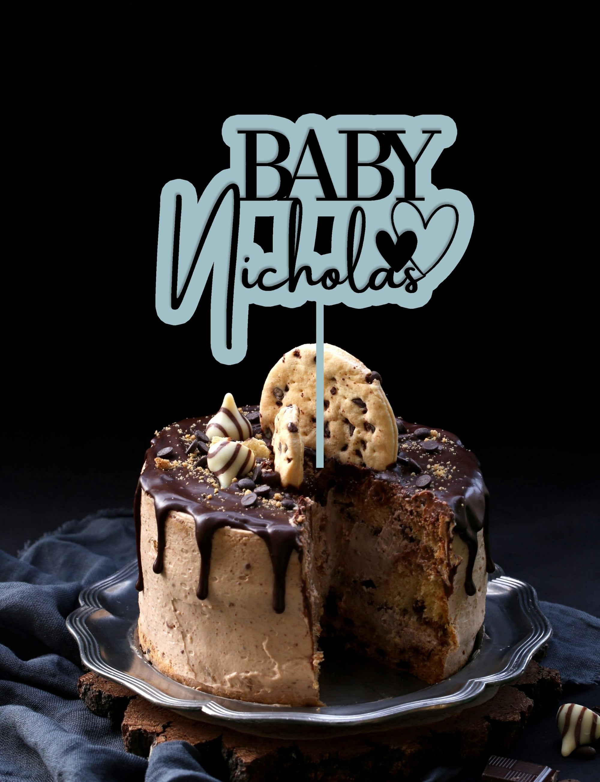 Personalised 3D Acrylic Double Layered Baby Name - Birthday Cake Topper, Shadow Effect, Custom Cut Out Joint Name, Wedding/ Celebration/ Event Party Decor Supply Toppers