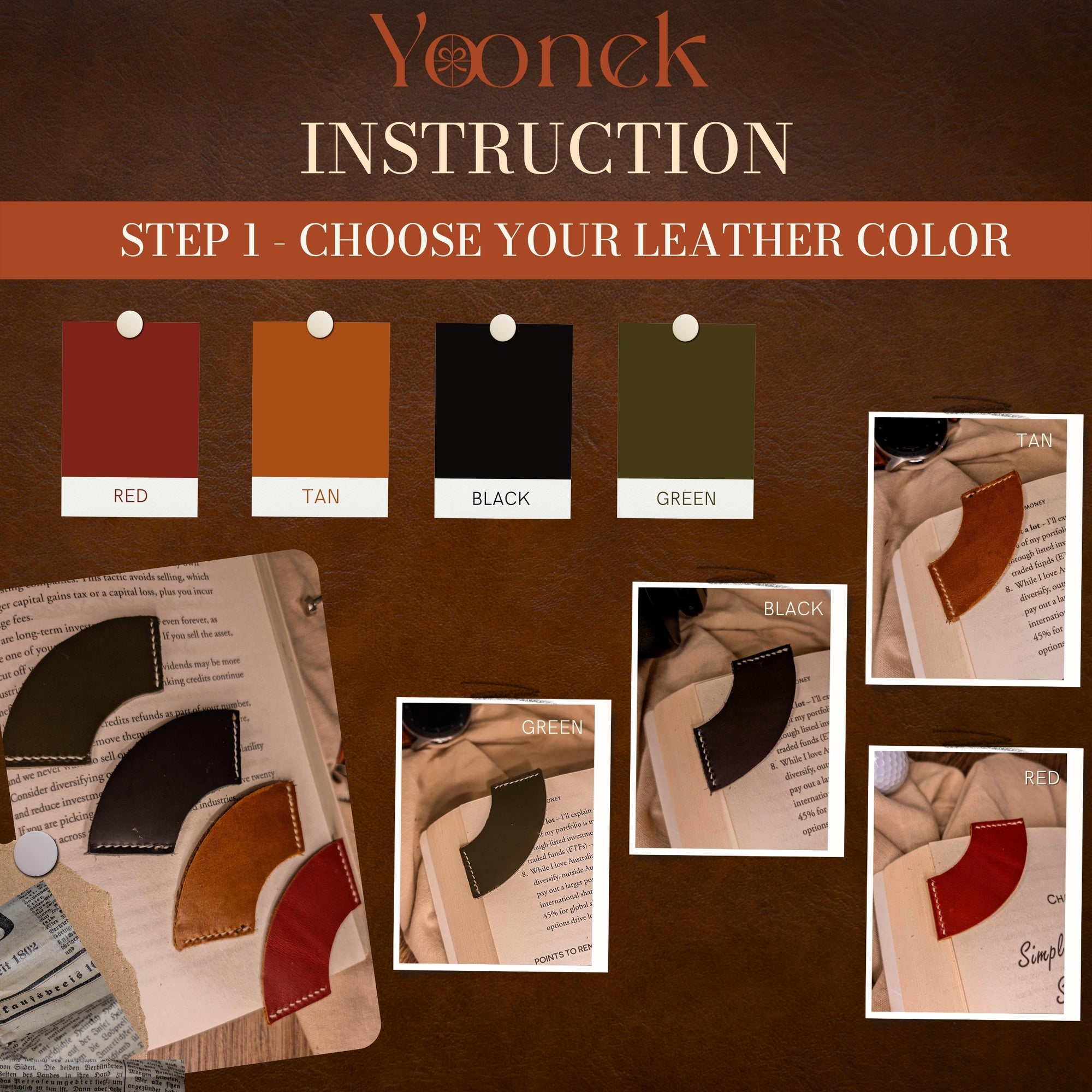 Personalised Cowhide Leather Round Corner Bookmark/ Monogram Custom Laser Engraved/ Gift for Him &amp; Her/ Father/ Birthday/ Mum/ Book Lovers