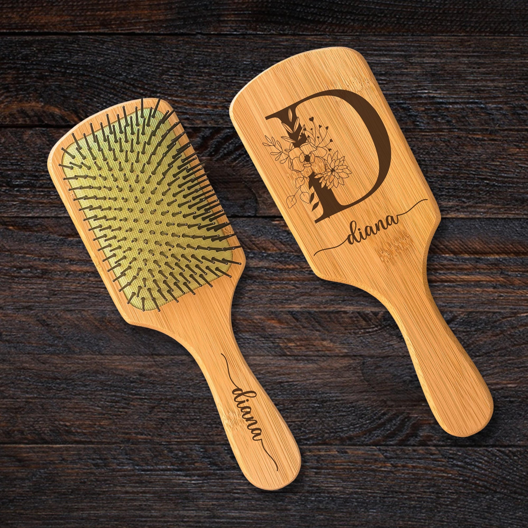 Personalised Organic Bamboo Paddle Hair Brush/ Comb, Custom Logo Laser Engraved Wedding Bridesmaids, Bride Mothers Day/ Grandma Gift for Mom