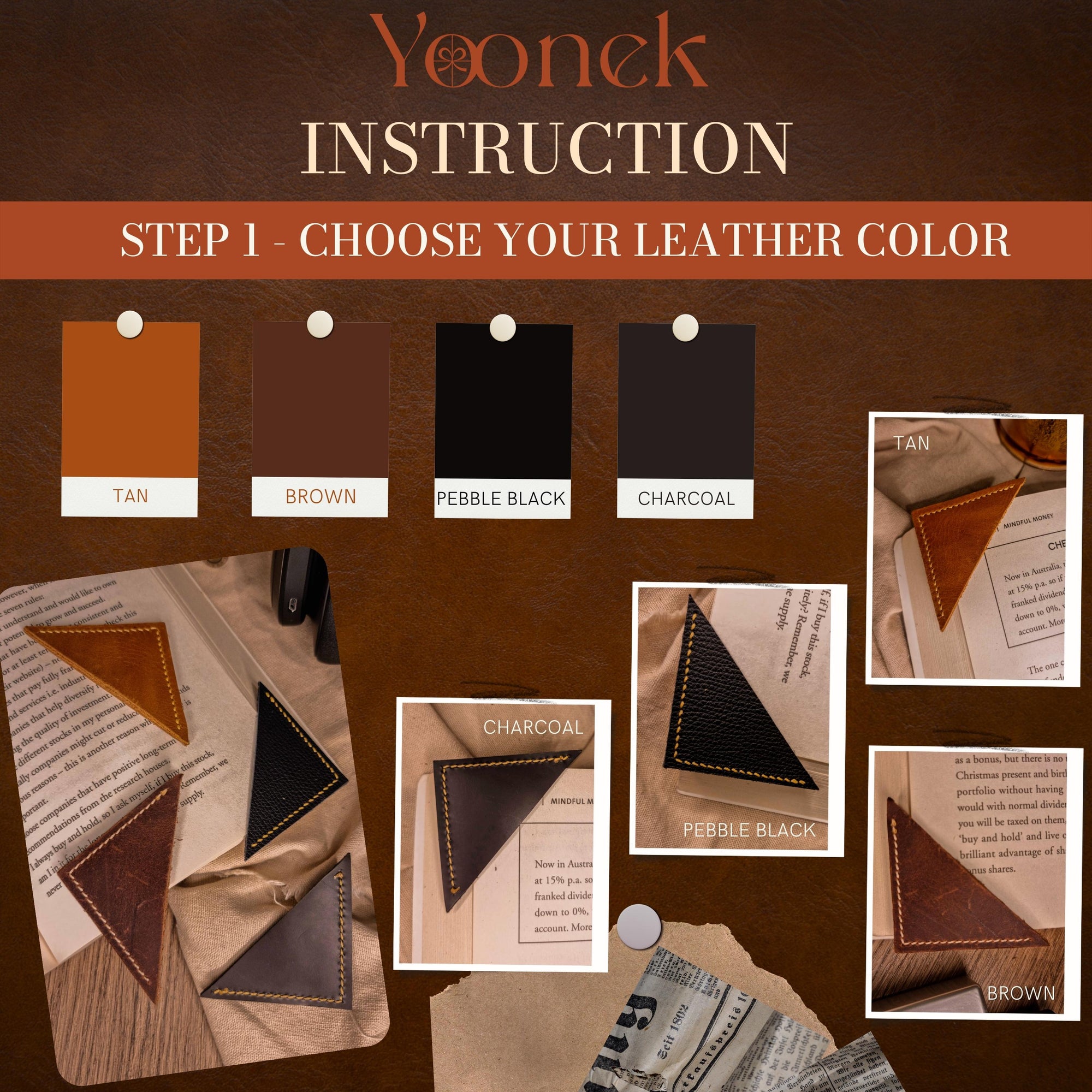 Personalised Cowhide Leather Triangle Heart Bookmark/ Monogram Custom Laser Engraved/ Gift for Him & Her/ Father/ Birthday/ Mum/ Book Lovers