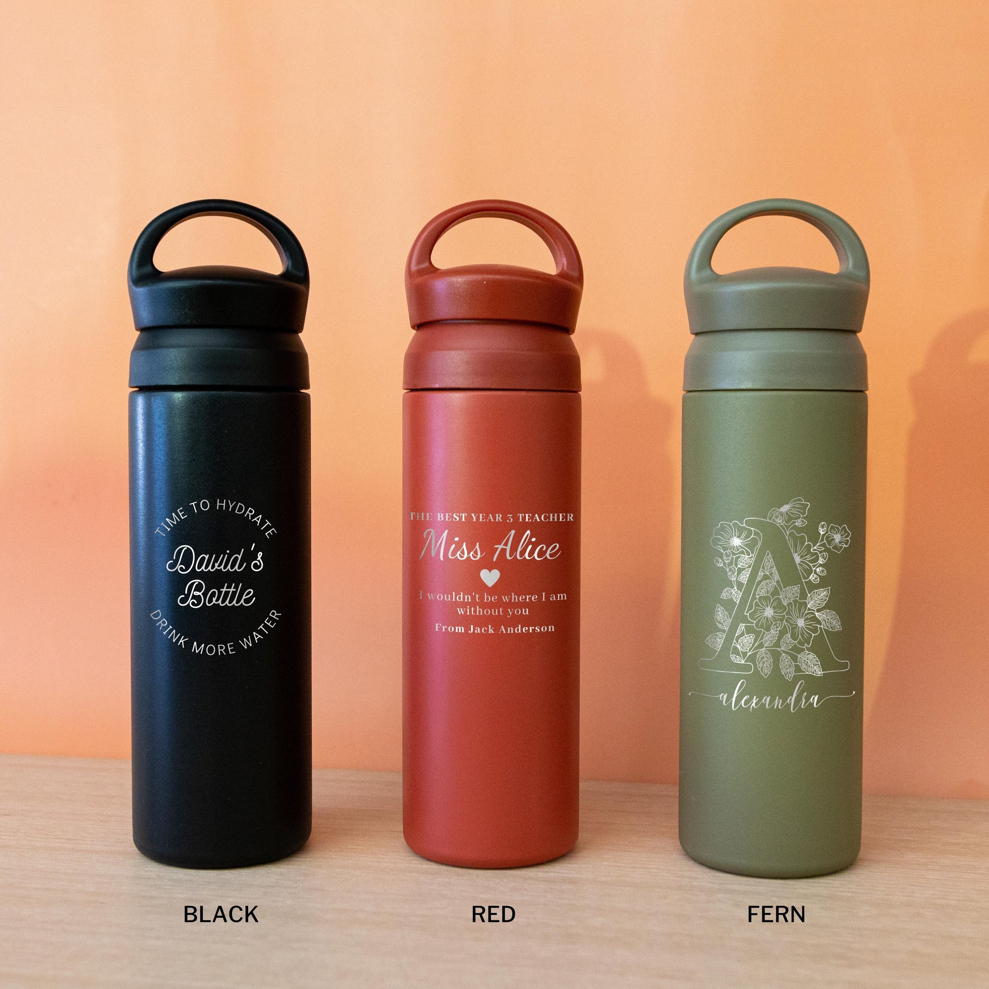Personalised Engraved Stainless Steel Insulated Water Bottle, Laser Custom Logo,  Eco Friendly Coffee Tea Cup, Travel Thermal Drink, Corporate Birthday Teacher Gift, Insulation Portable Vacuum Flasks & Thermoses