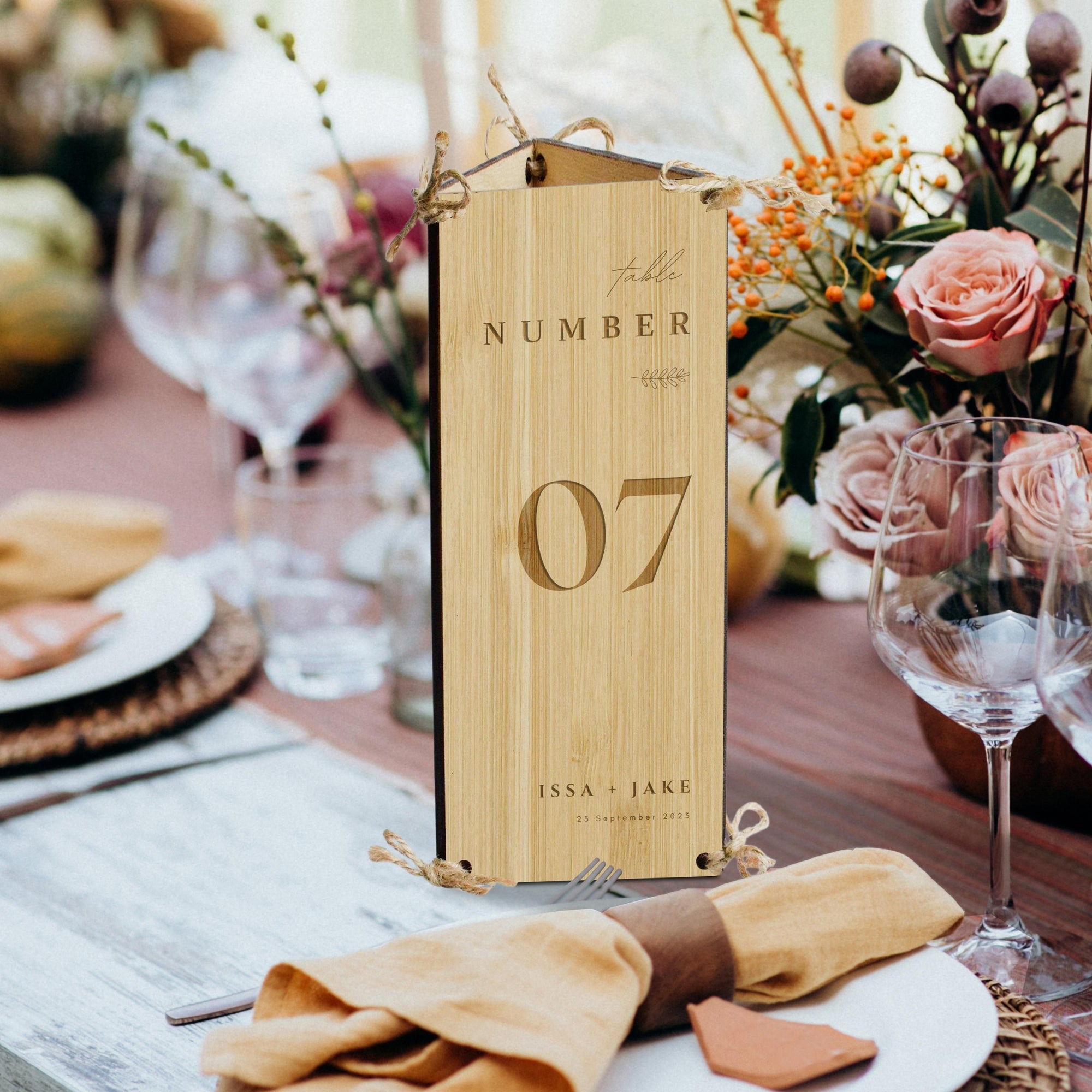 Personalised Trifold Plywood Wedding Number Program Table Sign, Engraved Custom Rustic Centrepiece Plaque Menu Holder Ceremony Event Signage