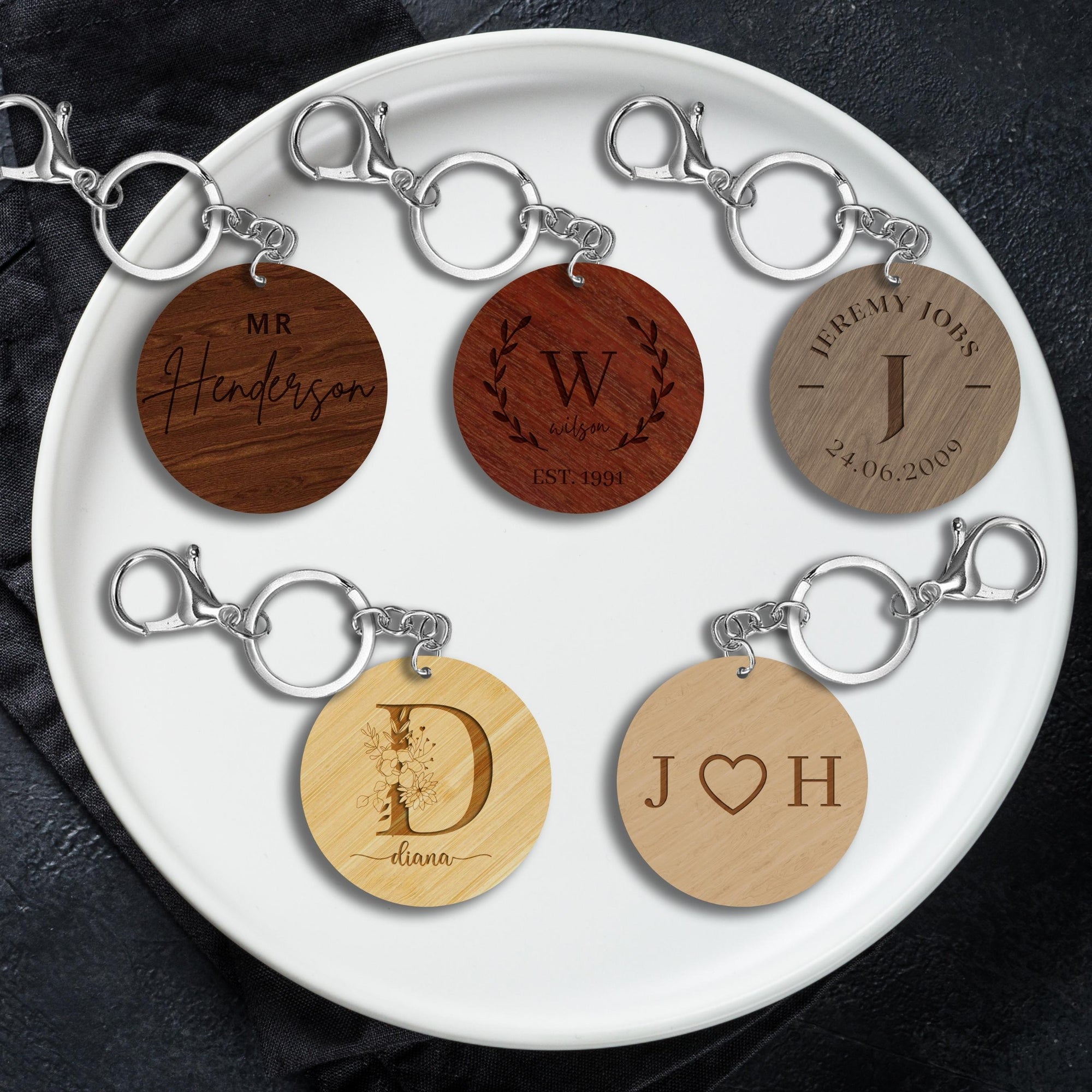 Personalised Wooden Keychain, Custom Wood Key Chain, Logo Engraved Key Ring Bag Name Tags, Drive Safe Keyrings Gift For Him, Dad/ Corporate, Wedding Favours