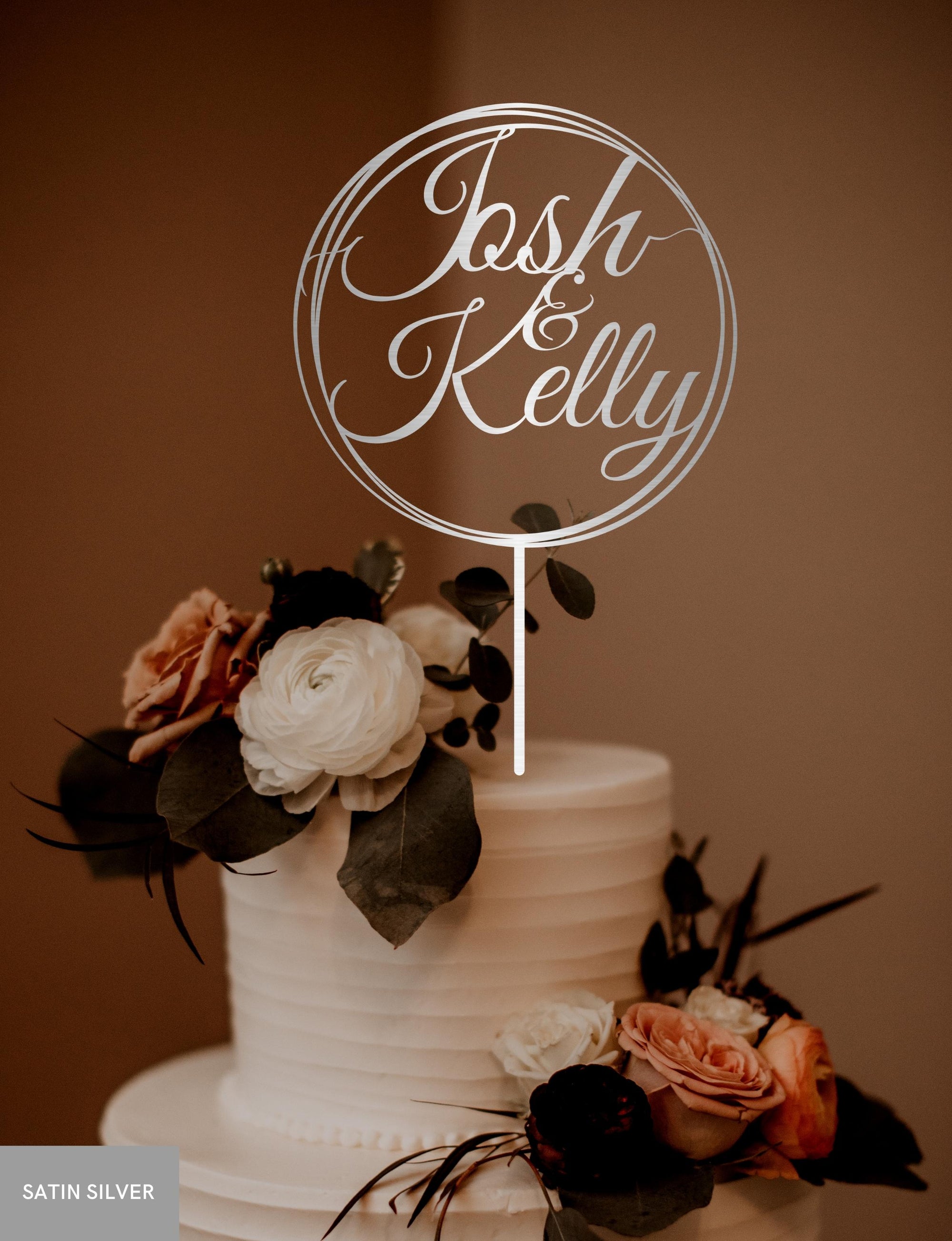 Personalised MDF/ Mirror Acrylic Wedding Cake Topper, Custom Join Name Scribble Circle Signage, Bridal & Groom, Hens, Event Party Supply Decor